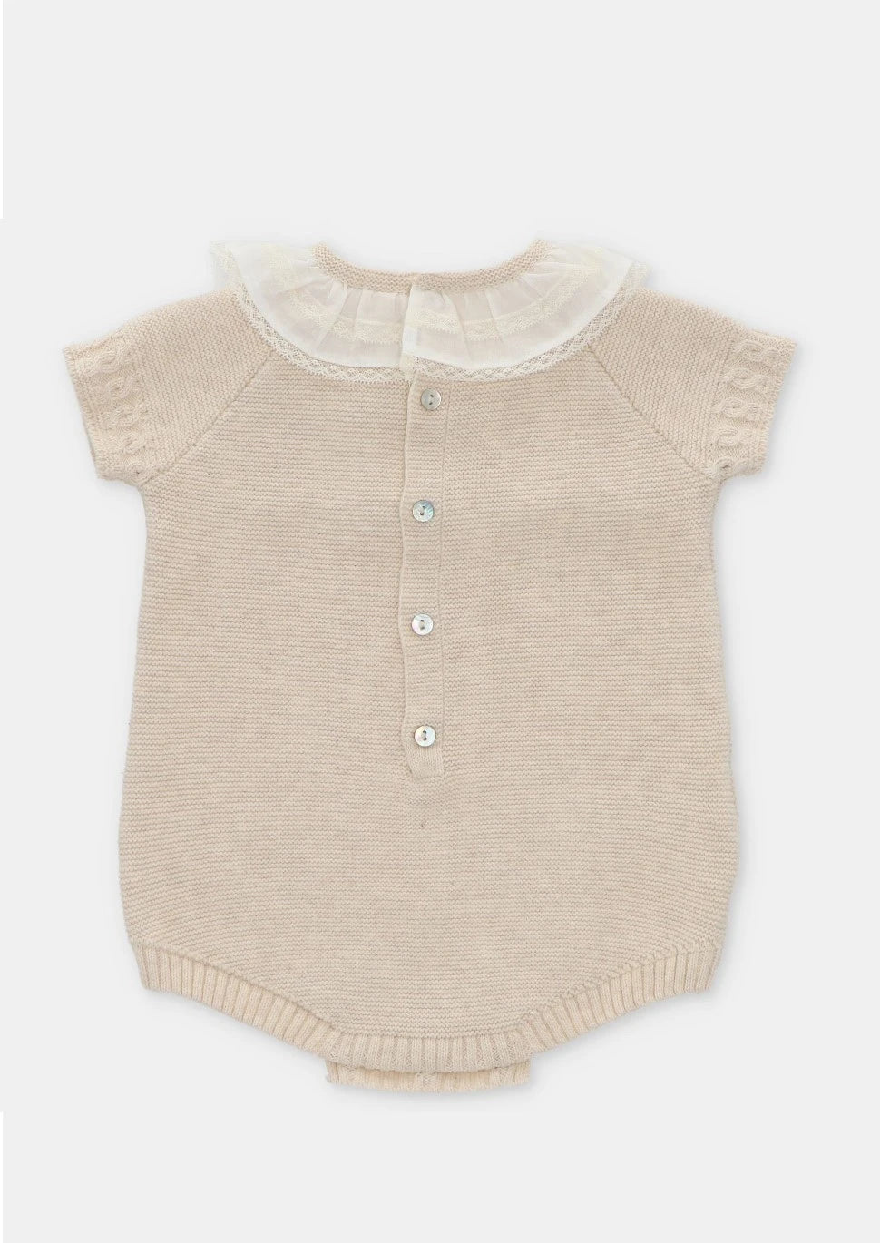 "Carmen" Beige Knit Baby Romper by martin aranda