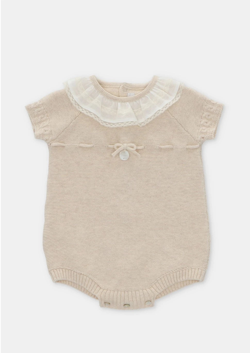 martin aranda "Carmen" Beige Knit Baby Romper