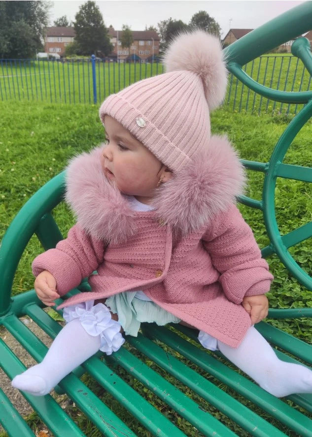 martin aranda pink faux fur hooded coat from tors childrens wear