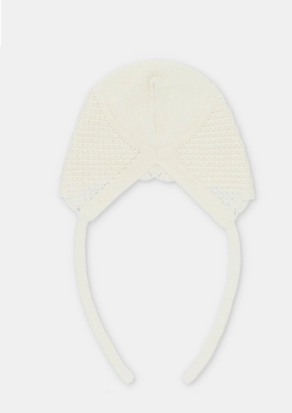 Boys Ivory Knit Bonnet With Ties by martin aranda