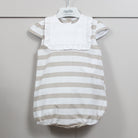 Camel Stripe Frill Bibbed Romper