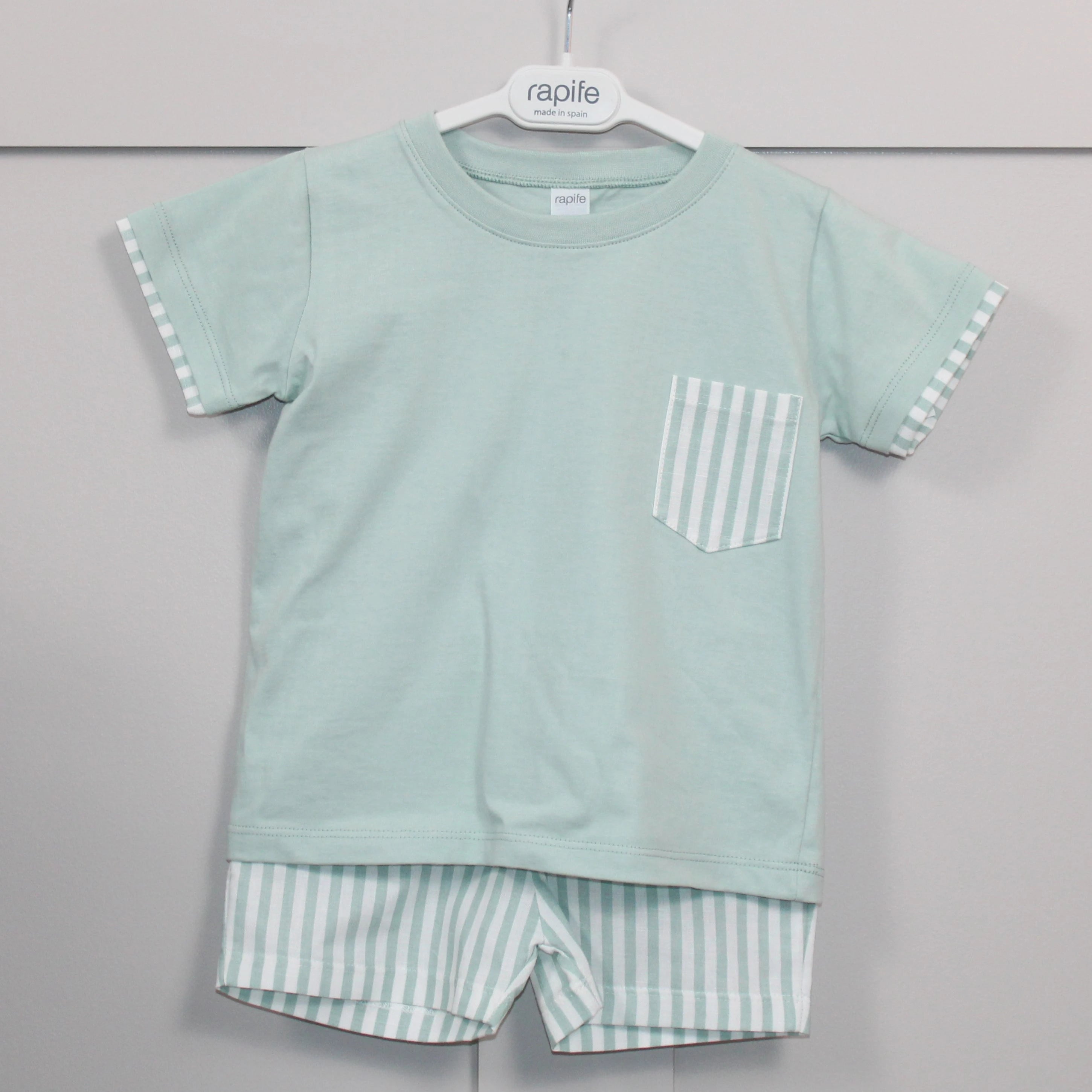Rapife Mint striped t shirt and shorts set 