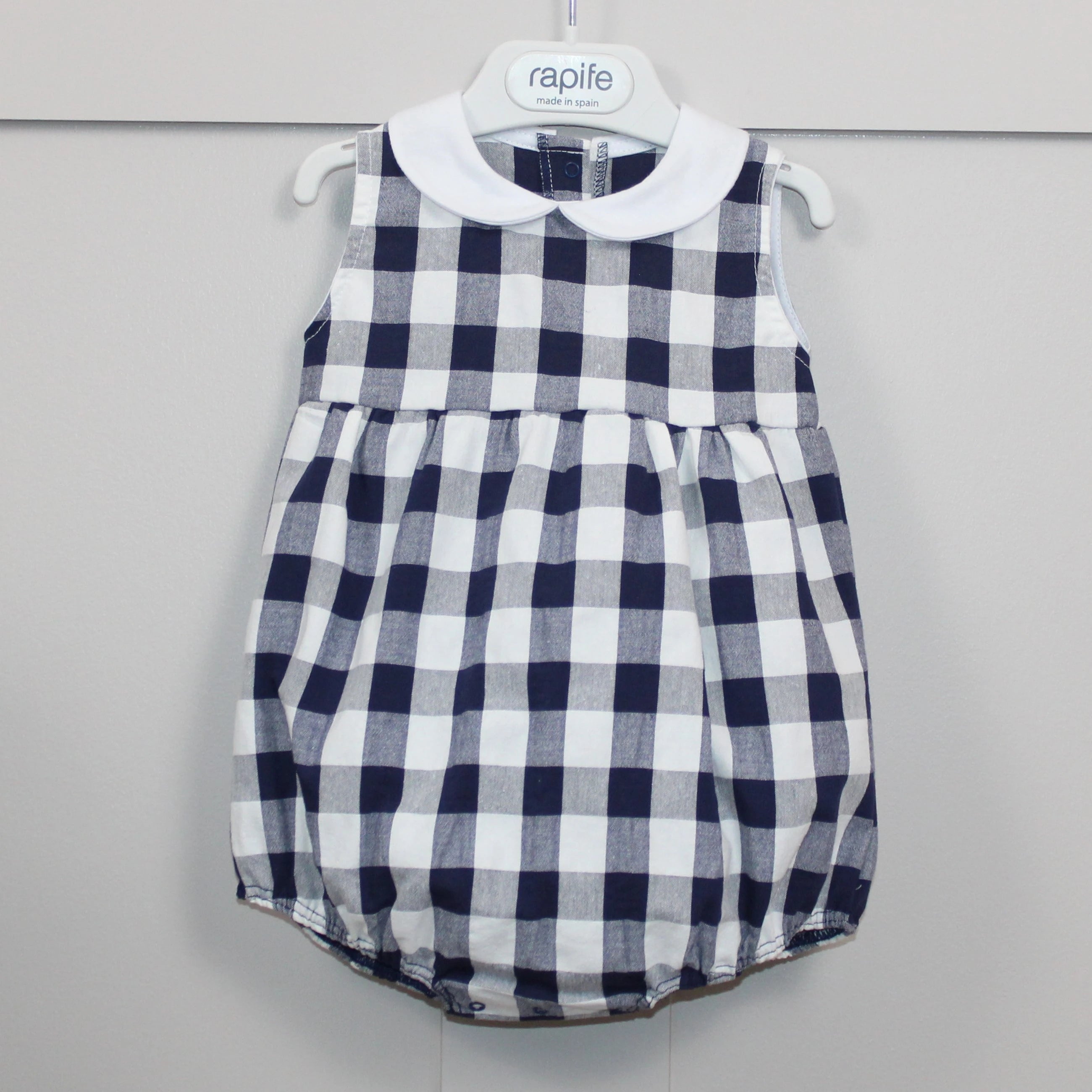 Rapife Navy Check Collared Romper