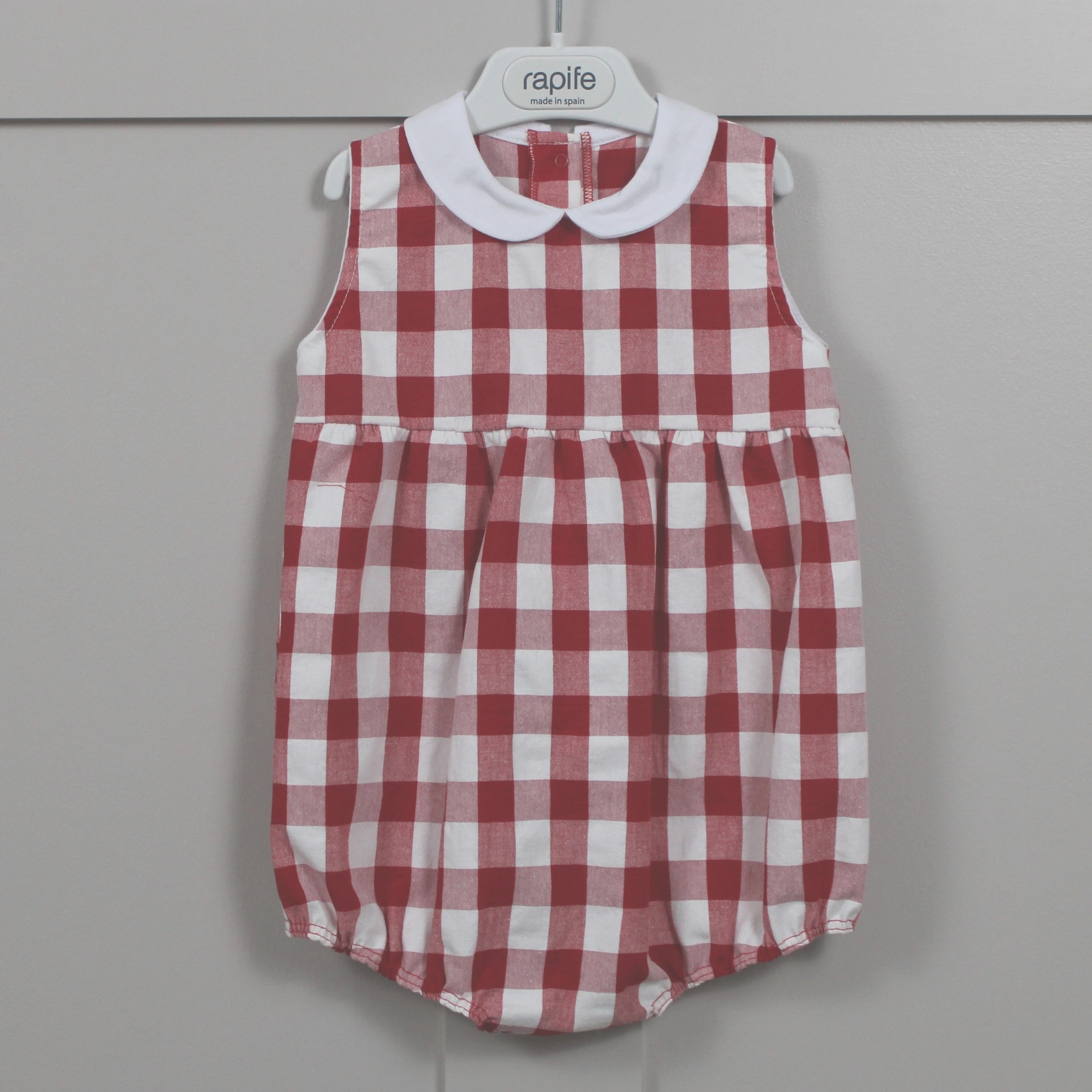 rapife red check collared romper