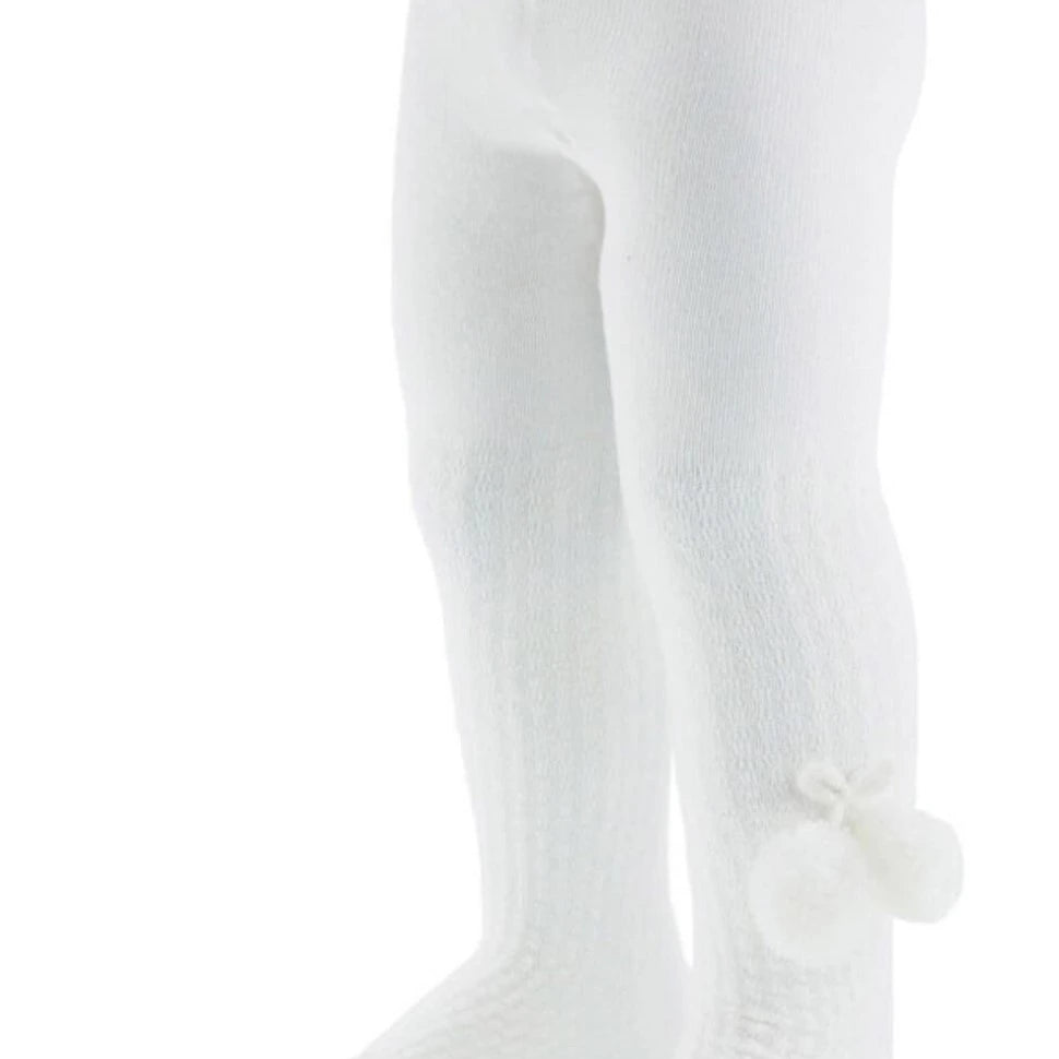 white ankle pom tights from tors childrens wear
