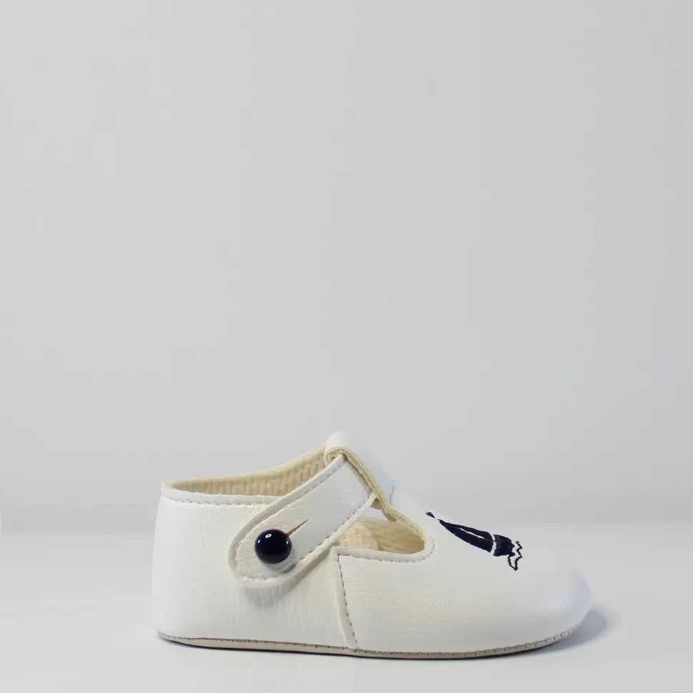 Boys White Shoes With Navy Yacht Motif by Baypods from tors childrens wear