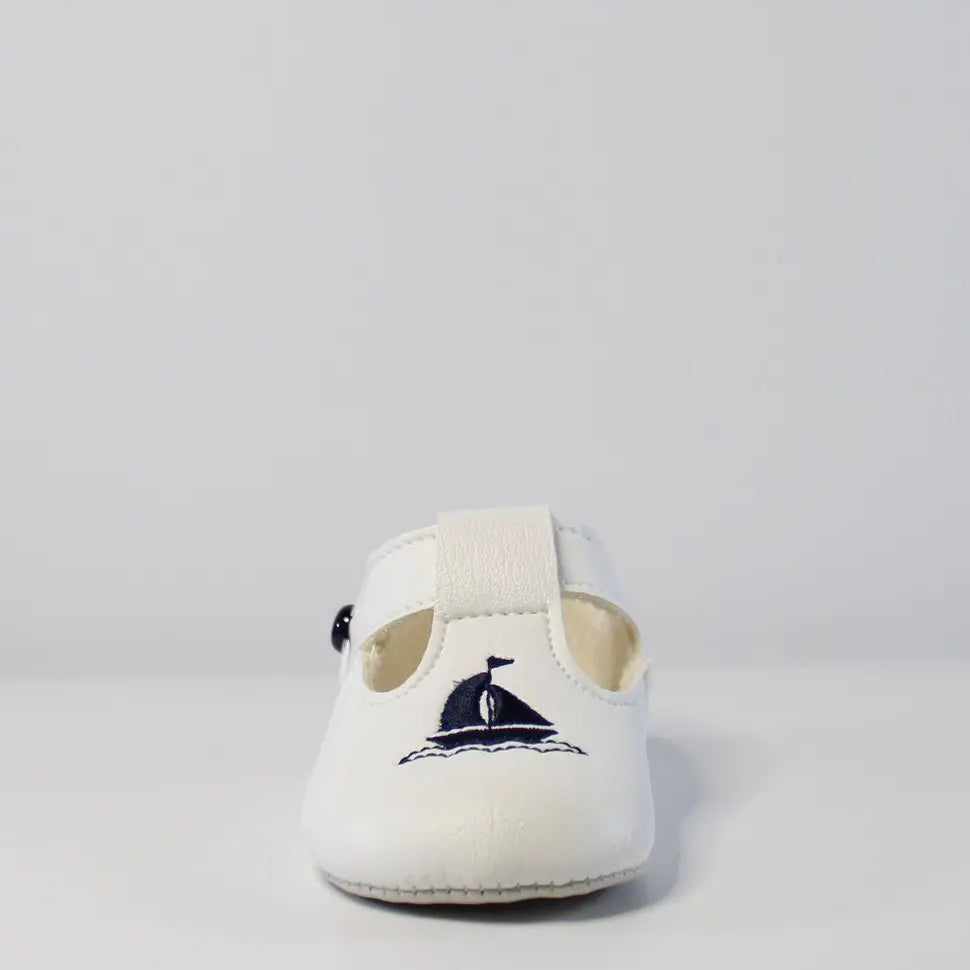 Boys White Shoes With Navy Yacht Motif from Baypods