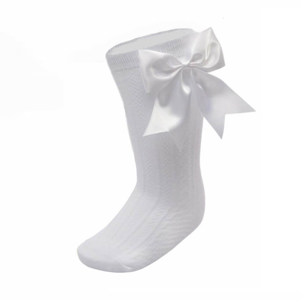 elegance white bow socks