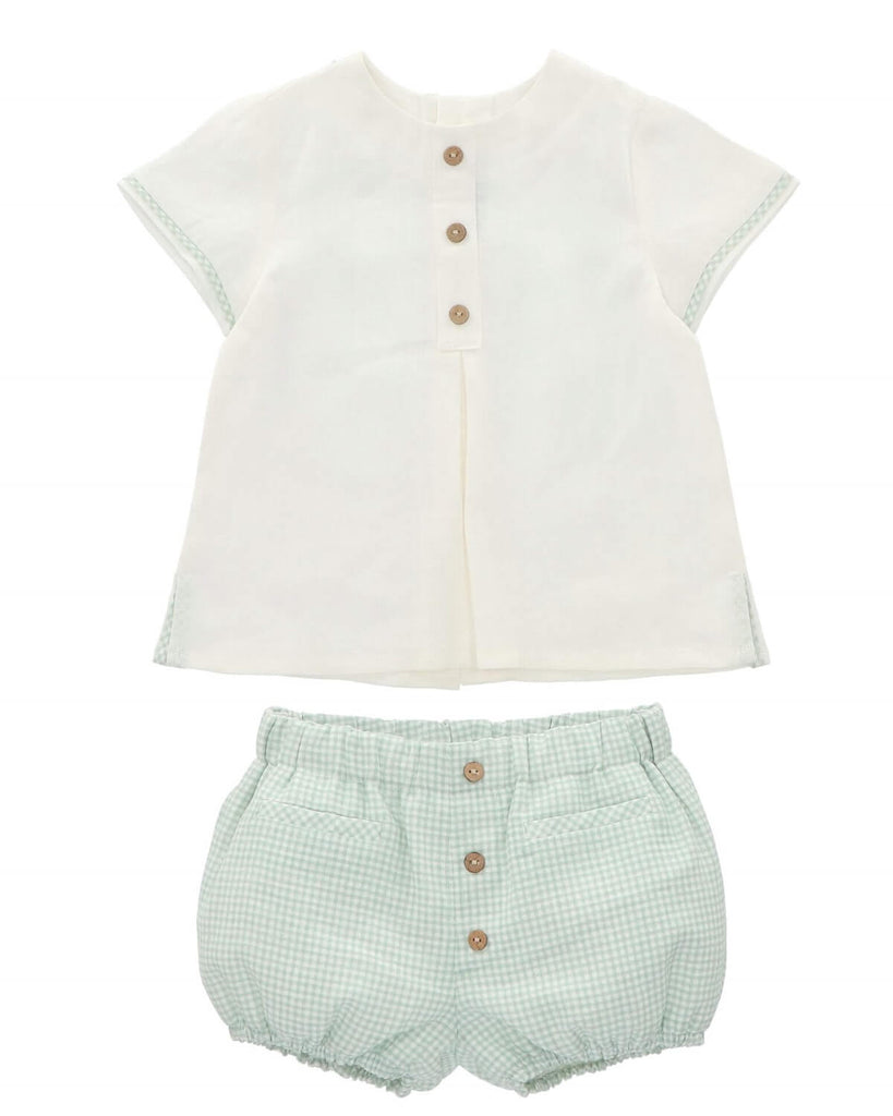 Green Gingham Shorts and T-Shirt Set