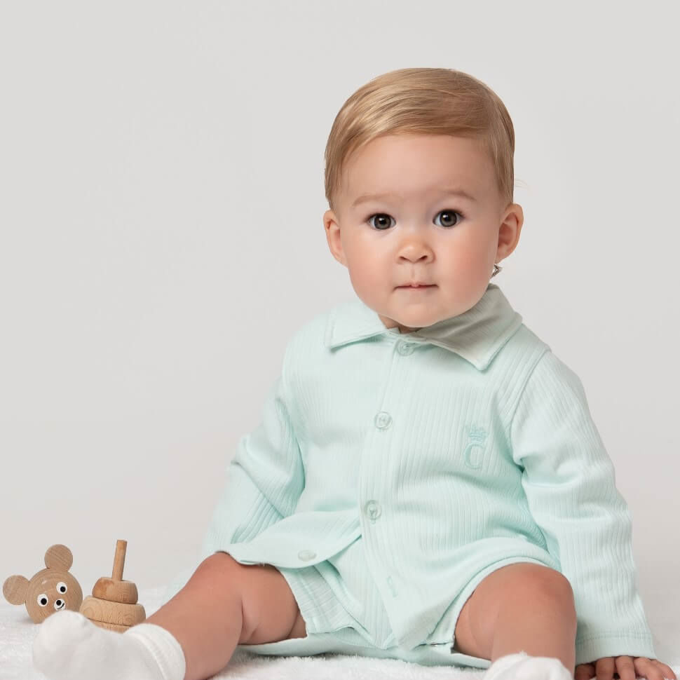 Mint ribbed cardigan set by caramelo kids