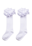 White ruffle ribbon knee high socks by caramelo kids