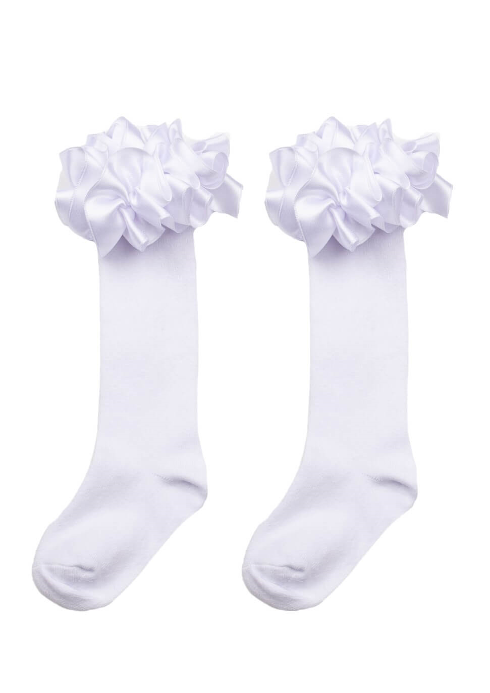 White ruffle ribbon knee high socks by caramelo kids