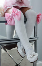 Abigail Pink Satin Bow Socks