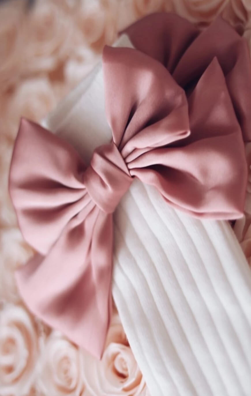 Abigail Pink Satin Bow Socks