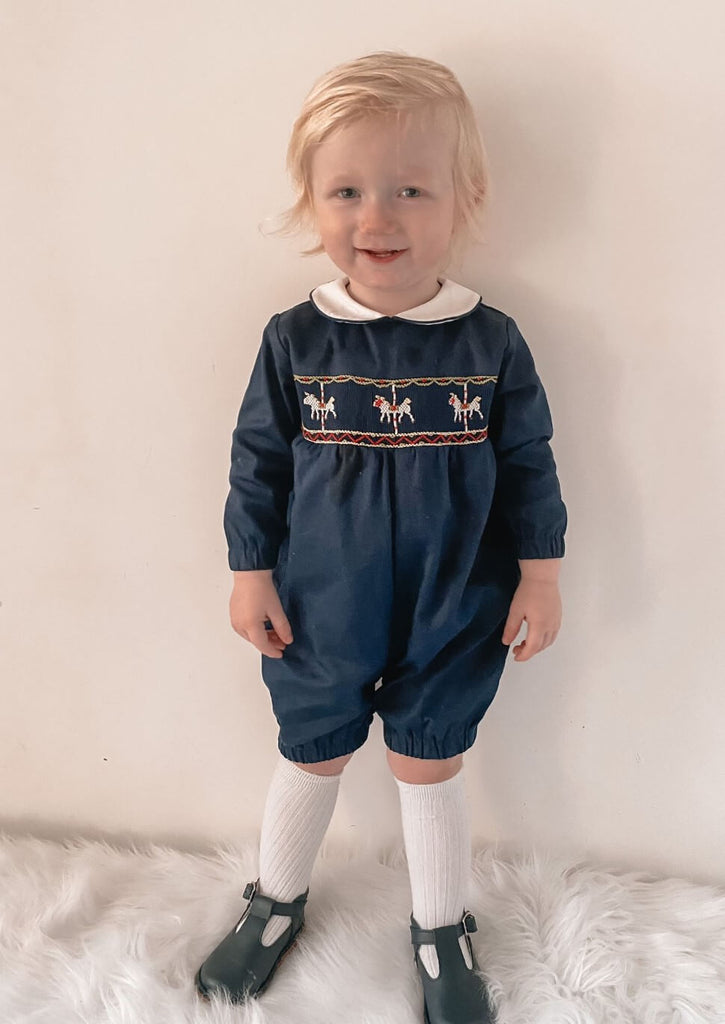 Horse Carousel Smocked Romper by annafie london