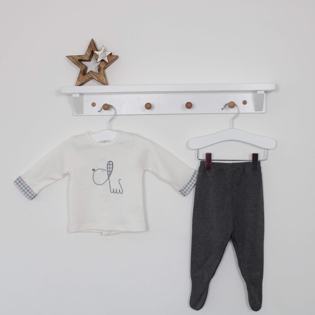 boys gingham dog print set