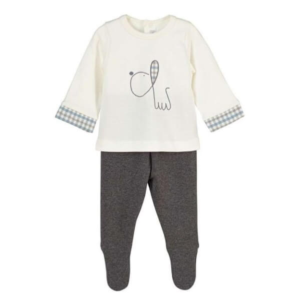 boys gingham dog print set