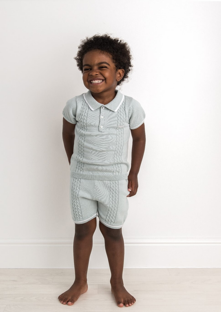 tors childrens wear duck egg cable knit polo set from caramelo kids