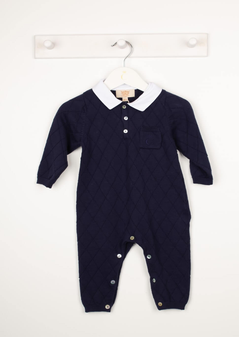 caramelo kids navy diamond knitted romper