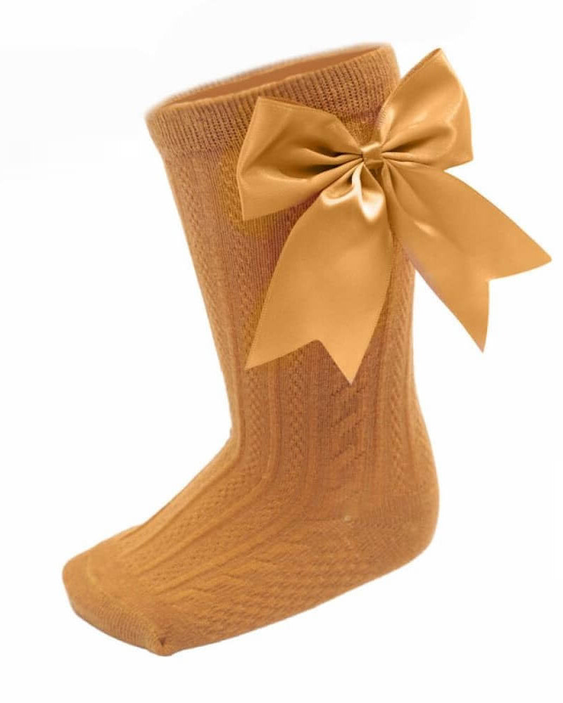 elegance mustard bow socks