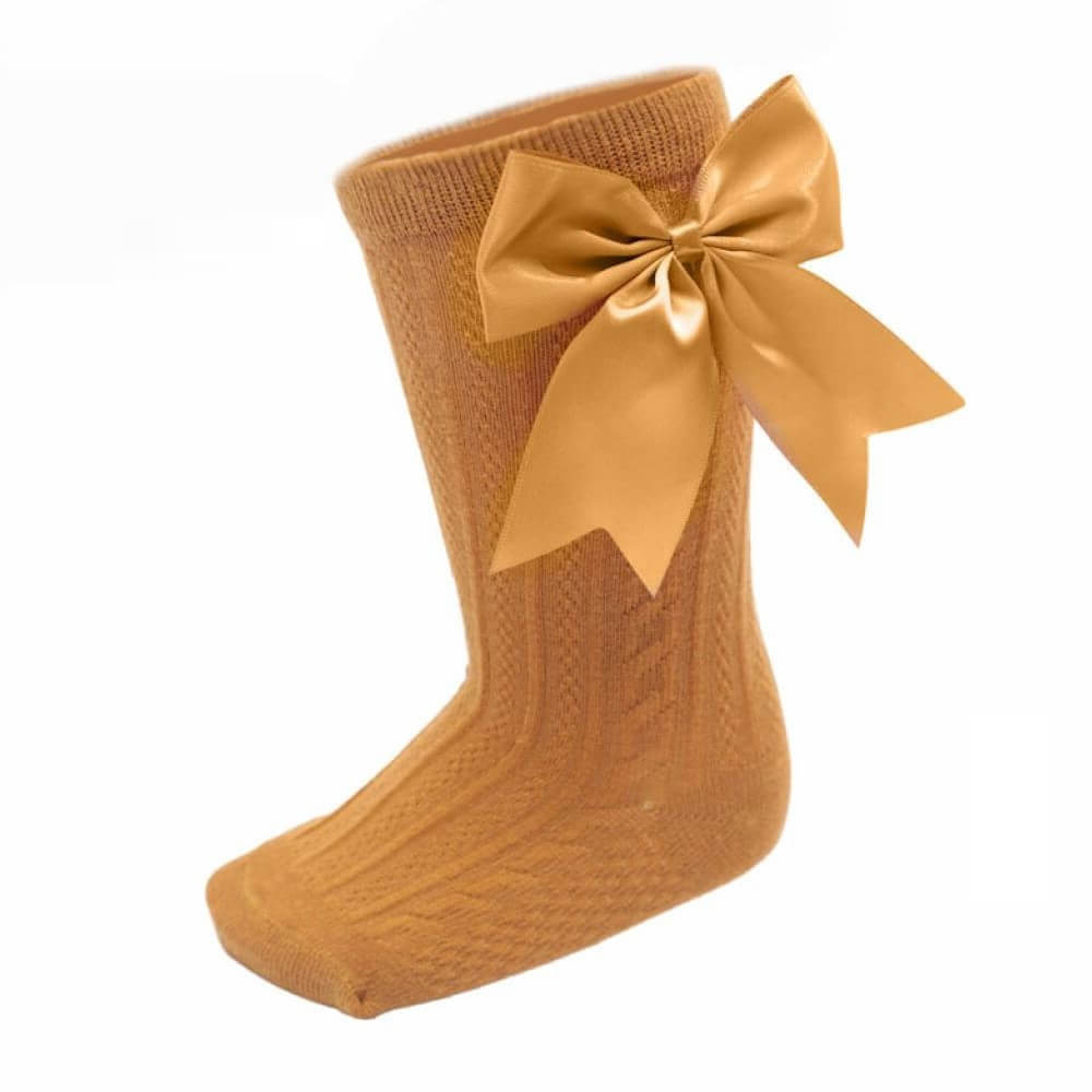 elegance mustard bow socks