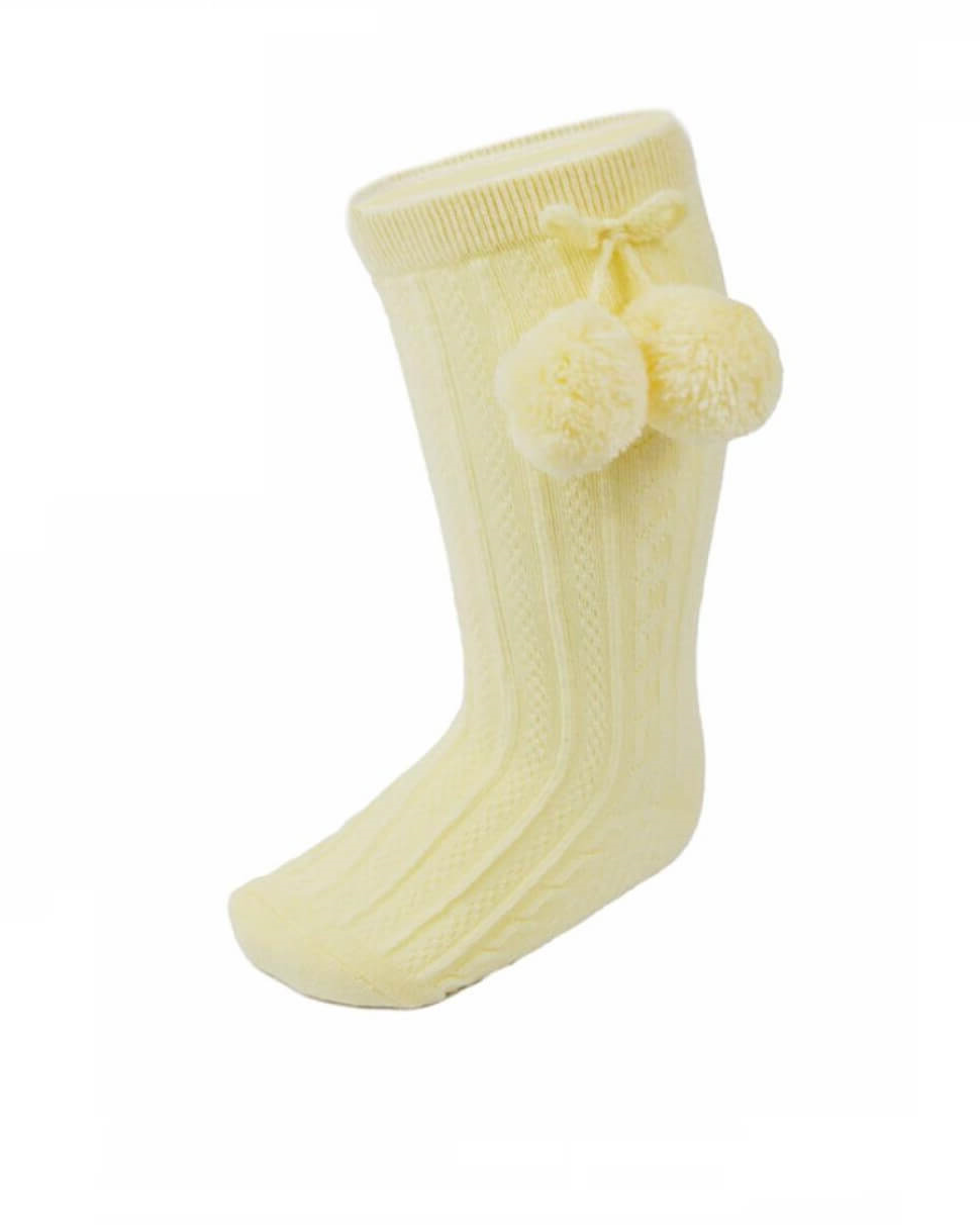 lemon knee high pom socks from tors childrens wear