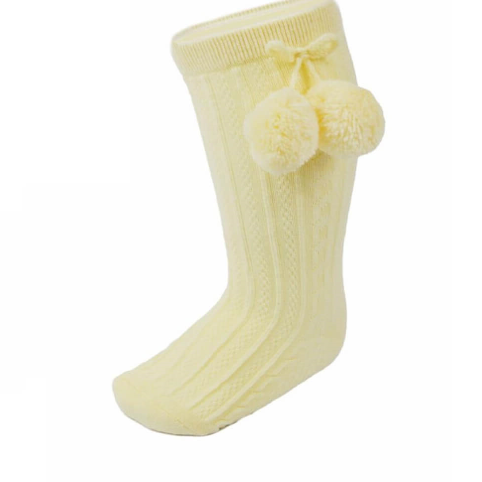 lemon knee high pom socks from tors childrens wear