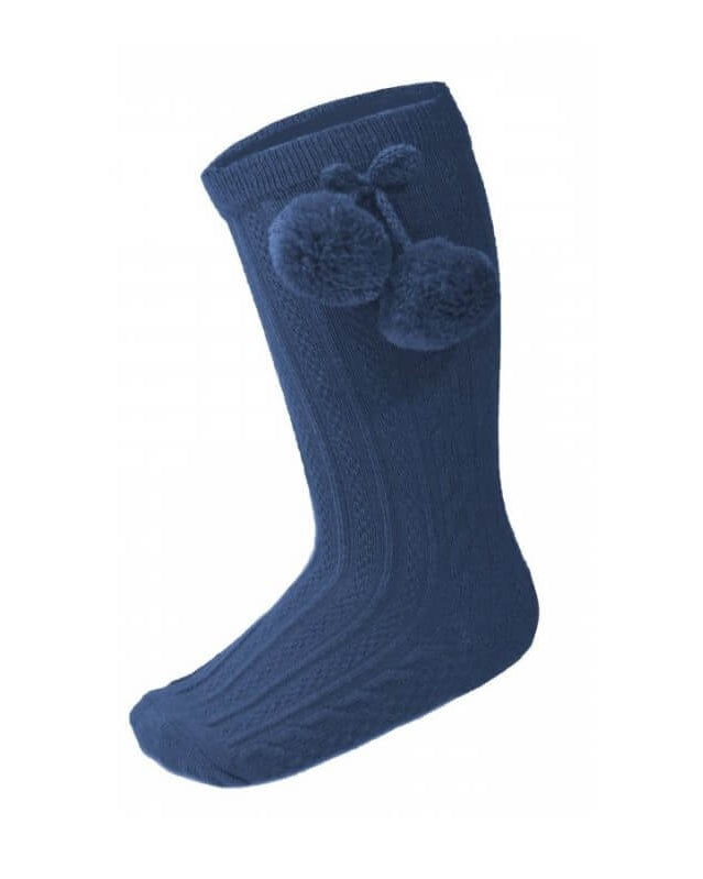 elegance navy pom socks
