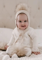 petite maison kids cashmere pasha three faux fur pom hat