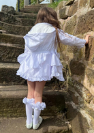 tors childrens wear ss23 white hooded peplum coat  by caramelo kids