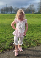 Caramelo kids Pink Checked Heart Leggings Set modelled by tors childrens wear brand rep mia 