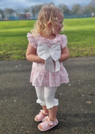 Pink Checked Heart Leggings Set by caramelo kids modelled by tors childrens wear brand rep mia