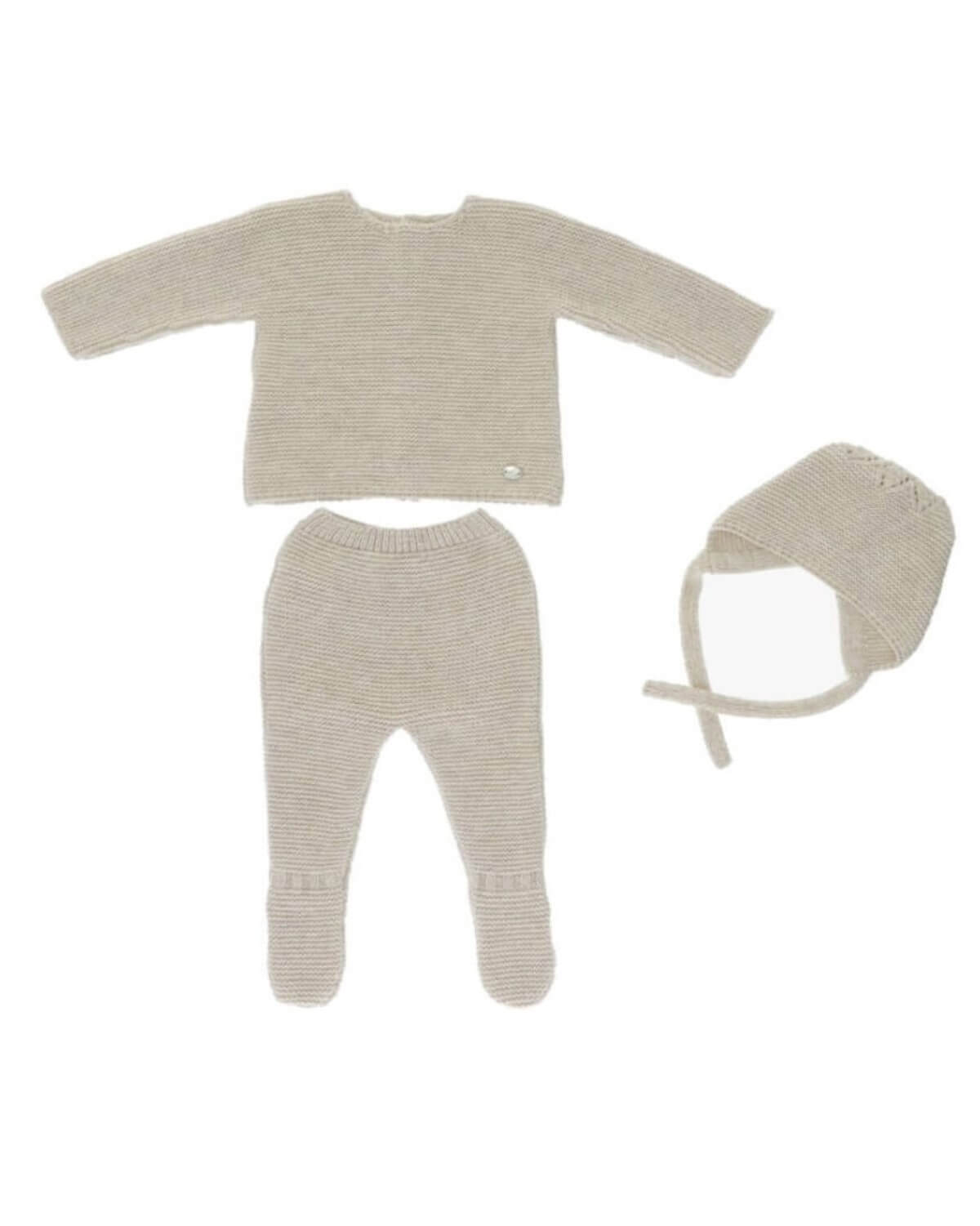 tors childrens wear "Sahara" Beige Knitted Pram Set by martin aranda